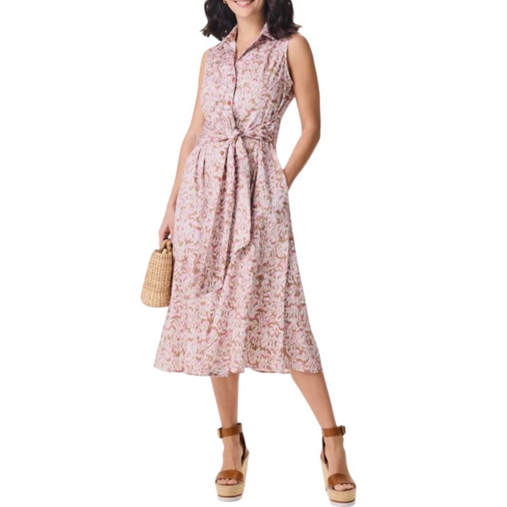 NEW NIC+ZOE Abstract Animal Print Shirt Dress A-line Sleeveless Petite Size PM